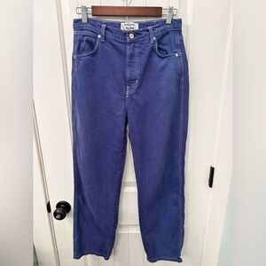 Reformation Cowboy High Rise Straight Jeans Purple Blue Contrast Stitch Size 28